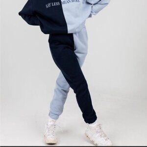 Mayfair The Brand Say Less Mean More Sweatpants Small/Medium Navy Light Blue